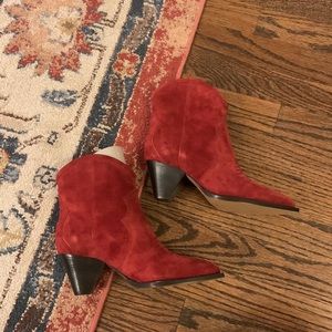 Isabel Marant Red Suede Ankle Boots Size EU 36 US 5.5